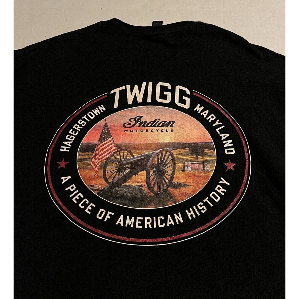 Indian Motorcycle Twigg Hagerstown MD T-Shirt XL Dealer Biker Battlefield Scout